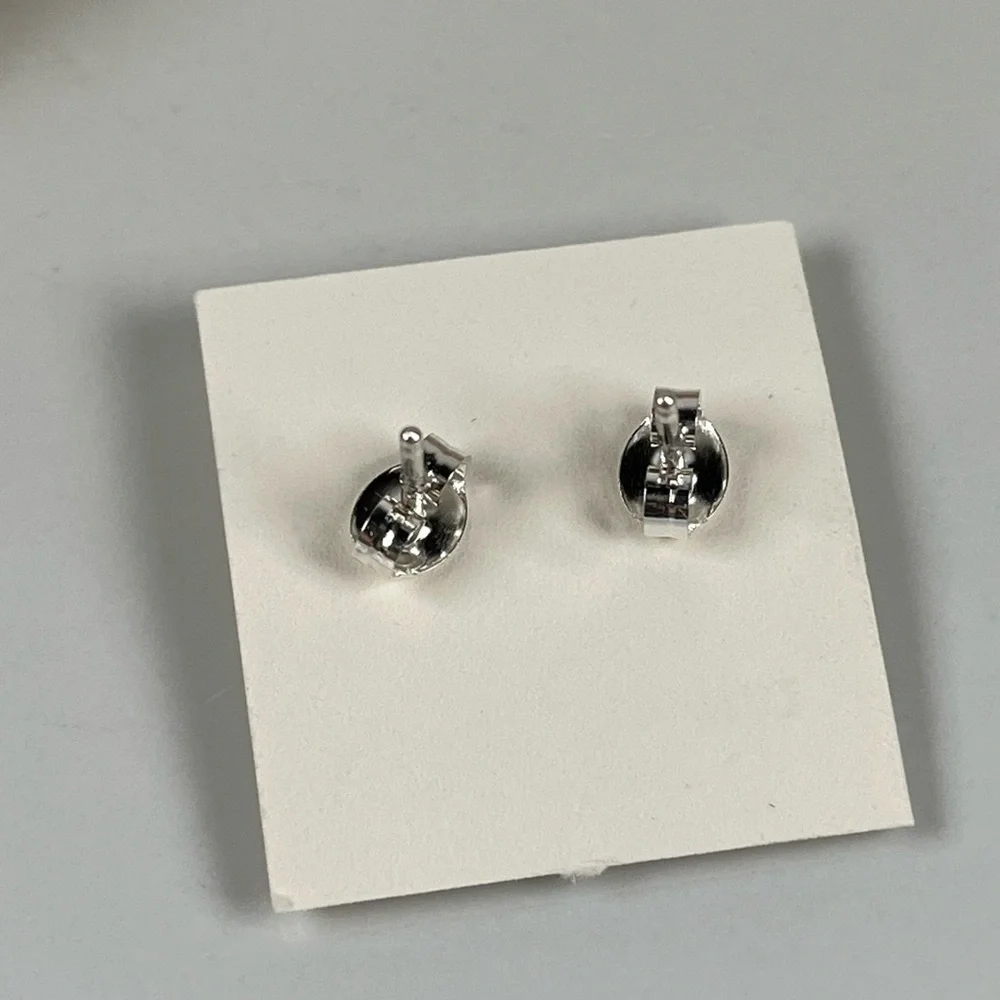Solid 925 Sterling Silver Zuni Handmade Turquoise Stud Pierced Earrings